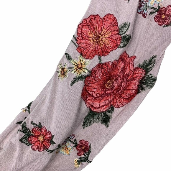 American Eagle Off Shoulder Boho Slinky Top Women M Embroidered Floral Sleeves - Picture 3 of 10